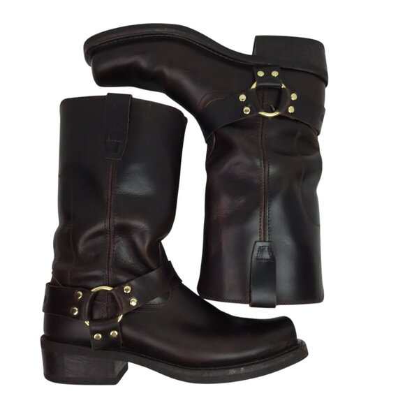 Vintage Durango Mens 11" Harness Western Square Toe Boot Brown Leather Size 9.5E - Picture 3 of 15